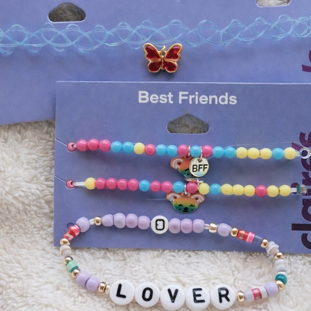 Claire’s Jewelry Bundle | Butterfly Choker, BFF Bracelets, LOVER Beaded Bracelet